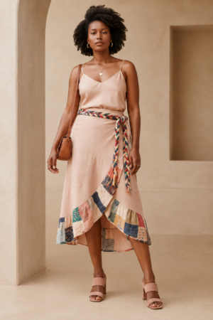 The Tara Wrap Skirt — Blush